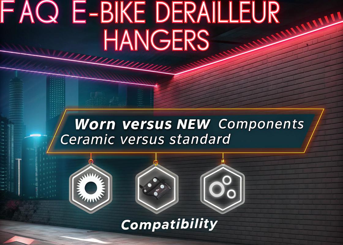 Guide illustré montrant les étapes de remplacement du dérailleur d'un vélo électrique, avec des outils essentiels et une chaîne réinstallée dans un garage bien éclairé.