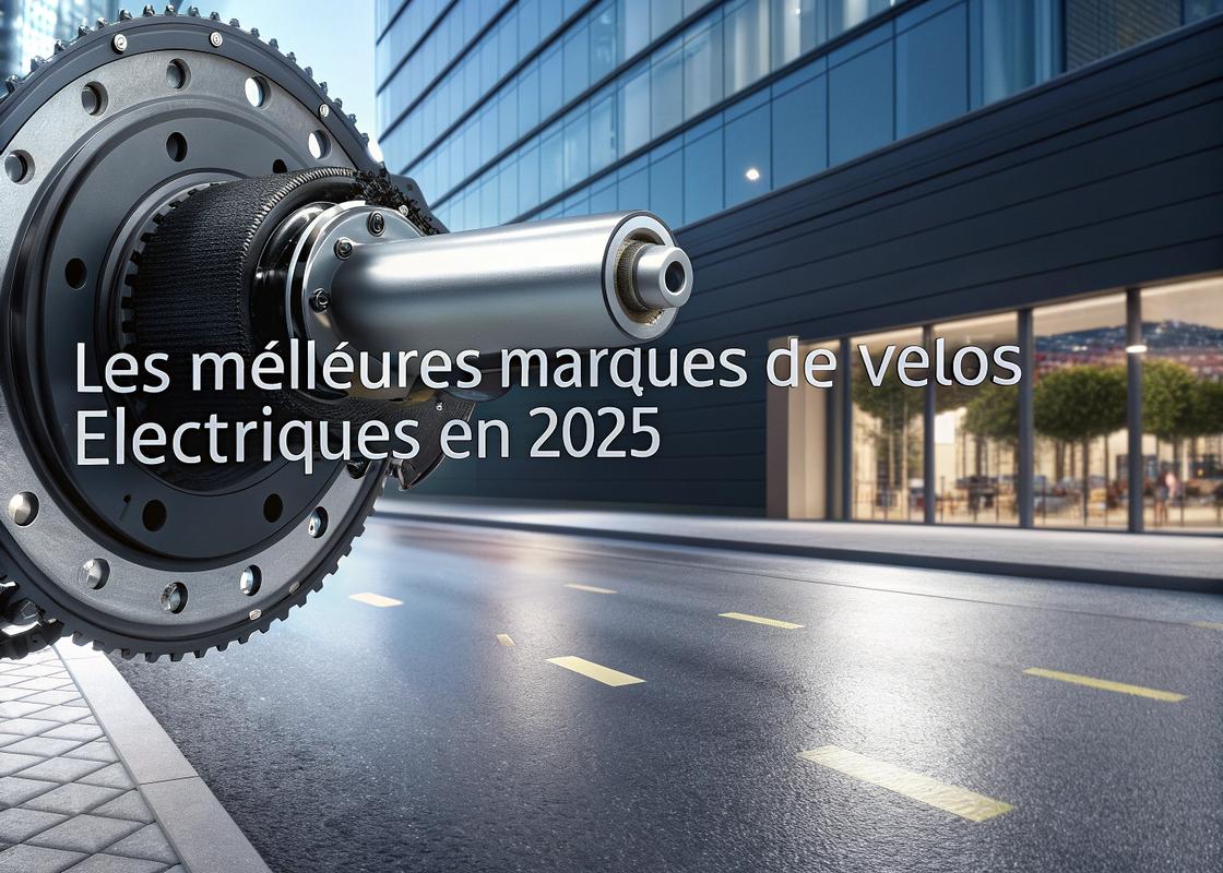 Peinture numérique artistique montrant cinq styles différents de vélos électriques aux couleurs vives avec des accents néon, accompagnés d'un texte stylisé 'Guide Complet pour Bien Choisir' en français.