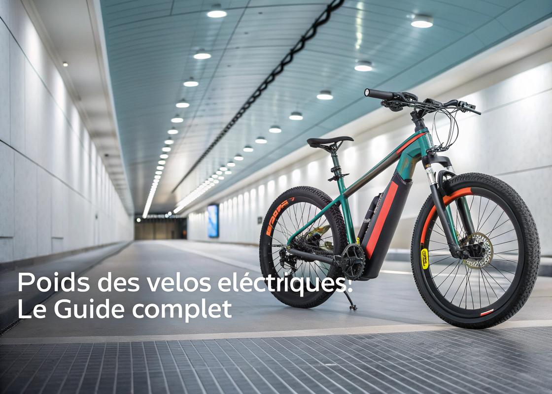 Vélo électrique moderne avec batterie haute capacité et cadre en fibre de carbone dans un décor urbain moderne sous un éclairage studio professionnel